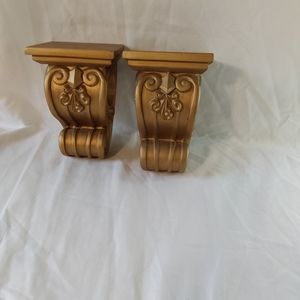 Elegant Gold Resin Sconce Curtain Rod Scarf Holder Corbels Draper Wall Decor Set
